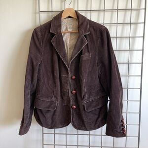 L. L. Bean Corduroy Button-Front Blazer Jacket in Dark Brown 90s style